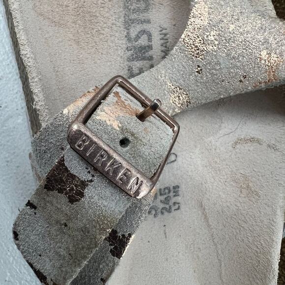 Birkenstock Gizeh Thongs Metallic Rose Leather Shoes Flip Flops Sandals Size 38 - Picture 8 of 12